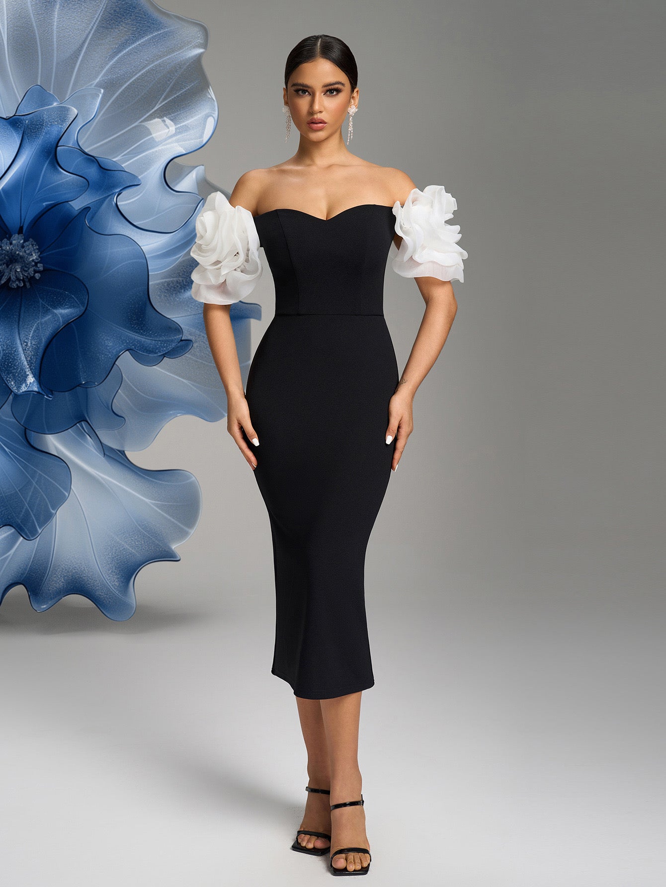 Sexy Strapless Puff Sleeve Bodycon