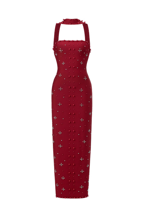 Rhinestone Pearl Sleeveless Bodycon