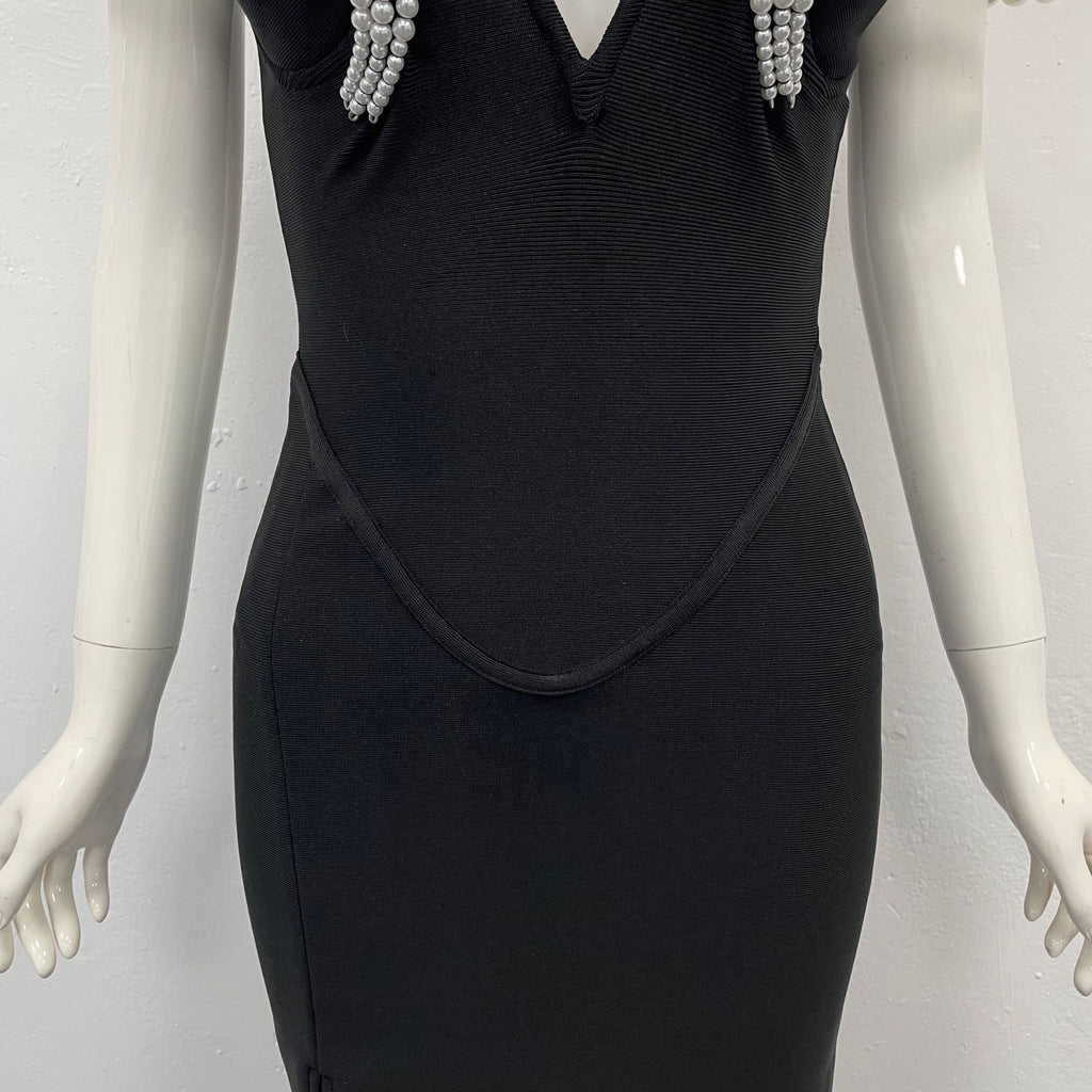 Sexy Off Shoulder Pearl Maxi Long Bandage Bodycon Dress Elegant