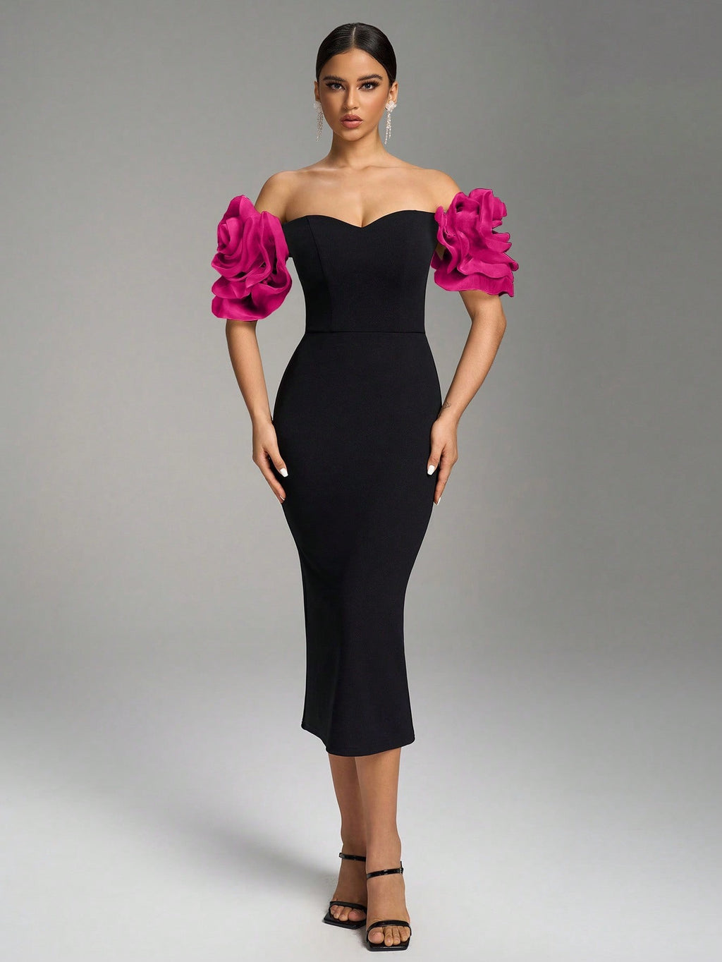 Sexy Strapless Puff Sleeve Bodycon