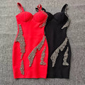 Sexy Strap Slim Fit Rhinestone Short Gown