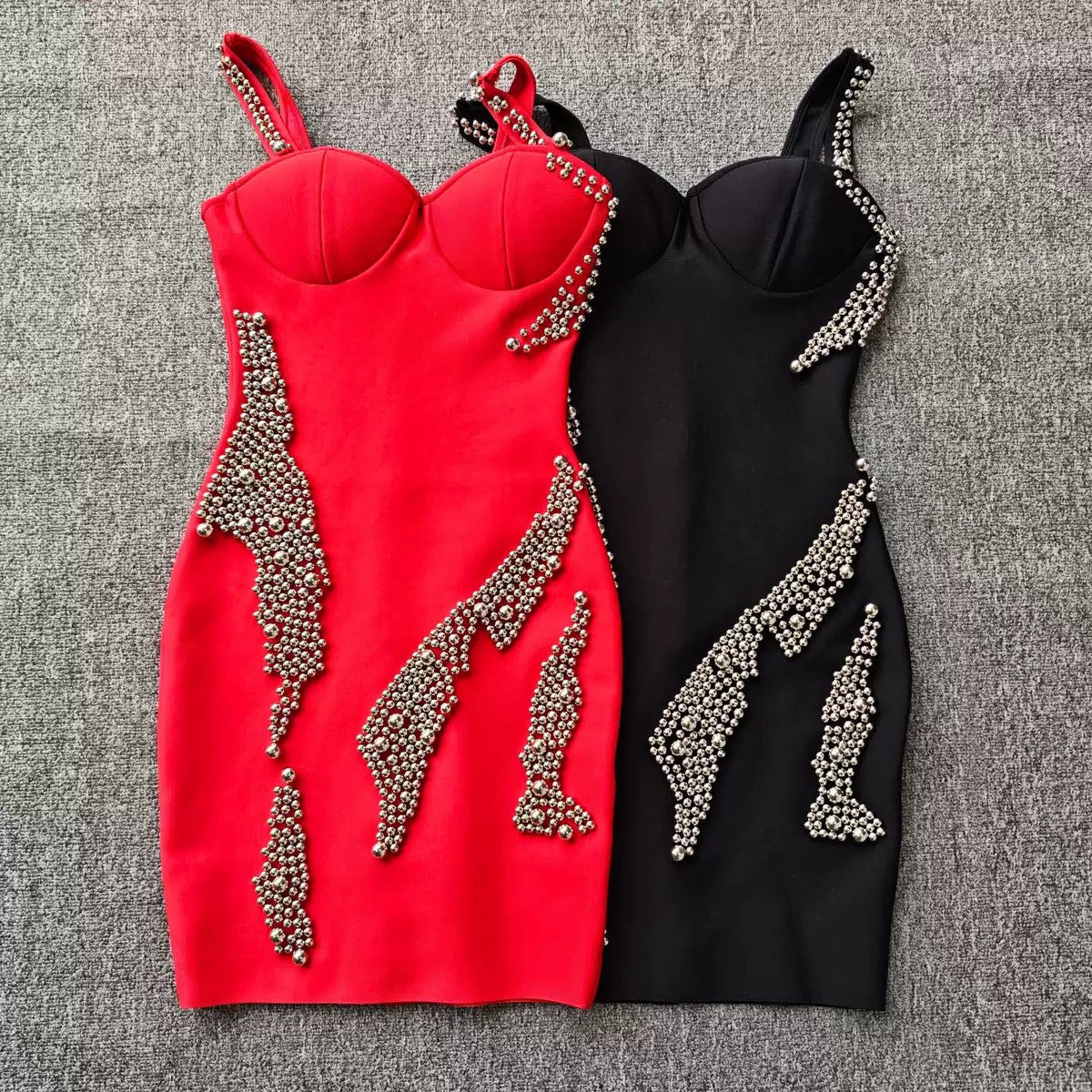 Sexy Strap Slim Fit Rhinestone Short Gown