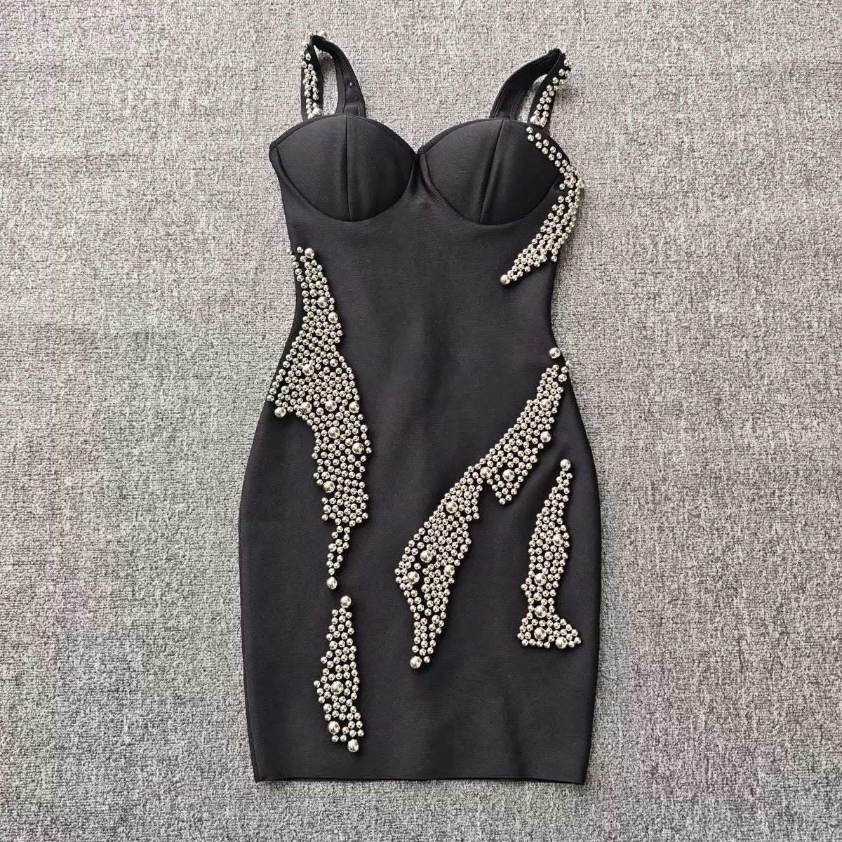 Sexy Strap Slim Fit Rhinestone Short Gown