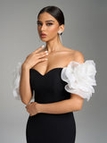 Sexy Strapless Puff Sleeve Bodycon