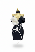 Fashionable Off-The-Shoulder V-Neck Big White Flower Embroidered Bodycon Dress