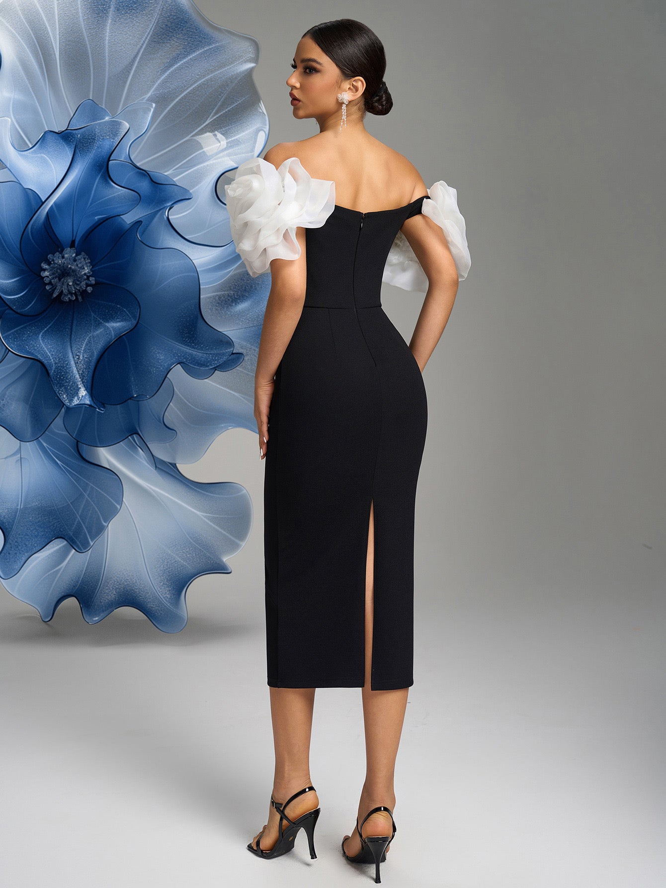 Sexy Strapless Puff Sleeve Bodycon