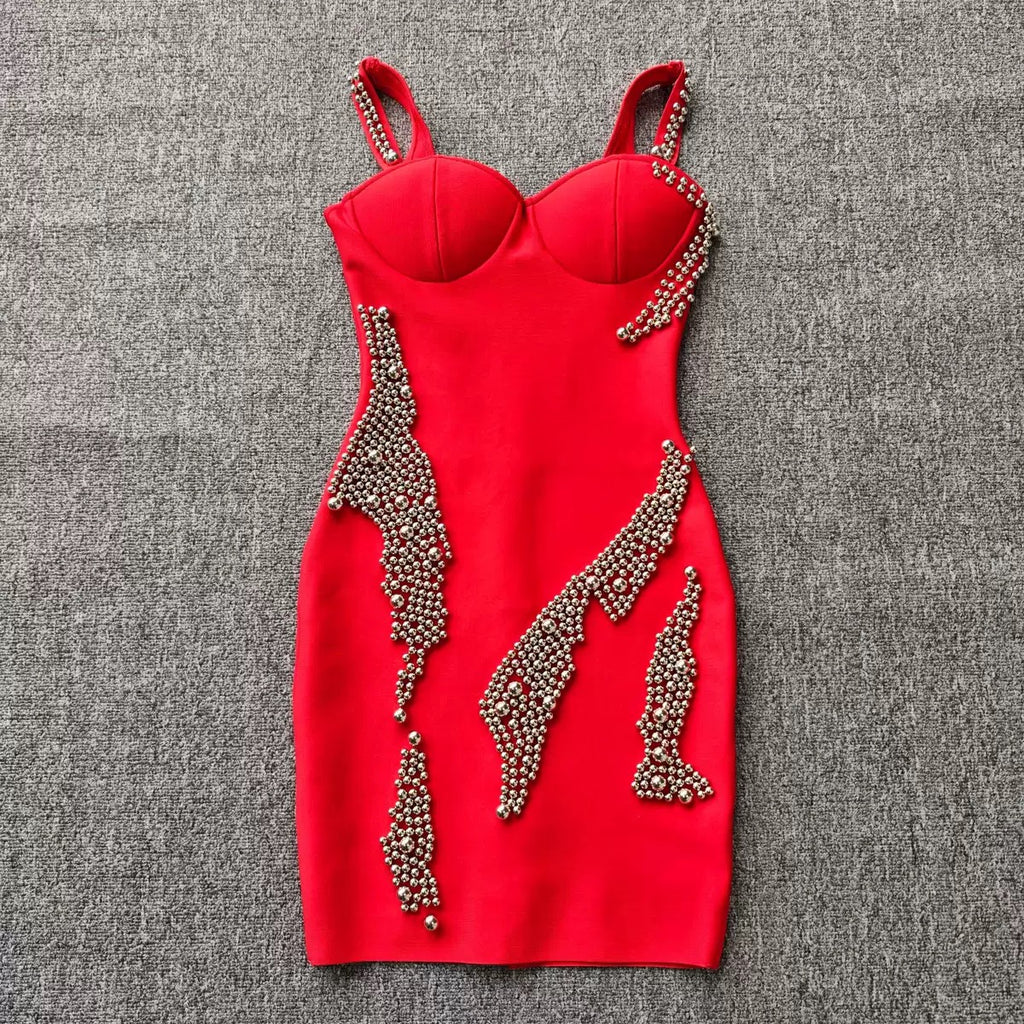 Sexy Strap Slim Fit Rhinestone Short Gown