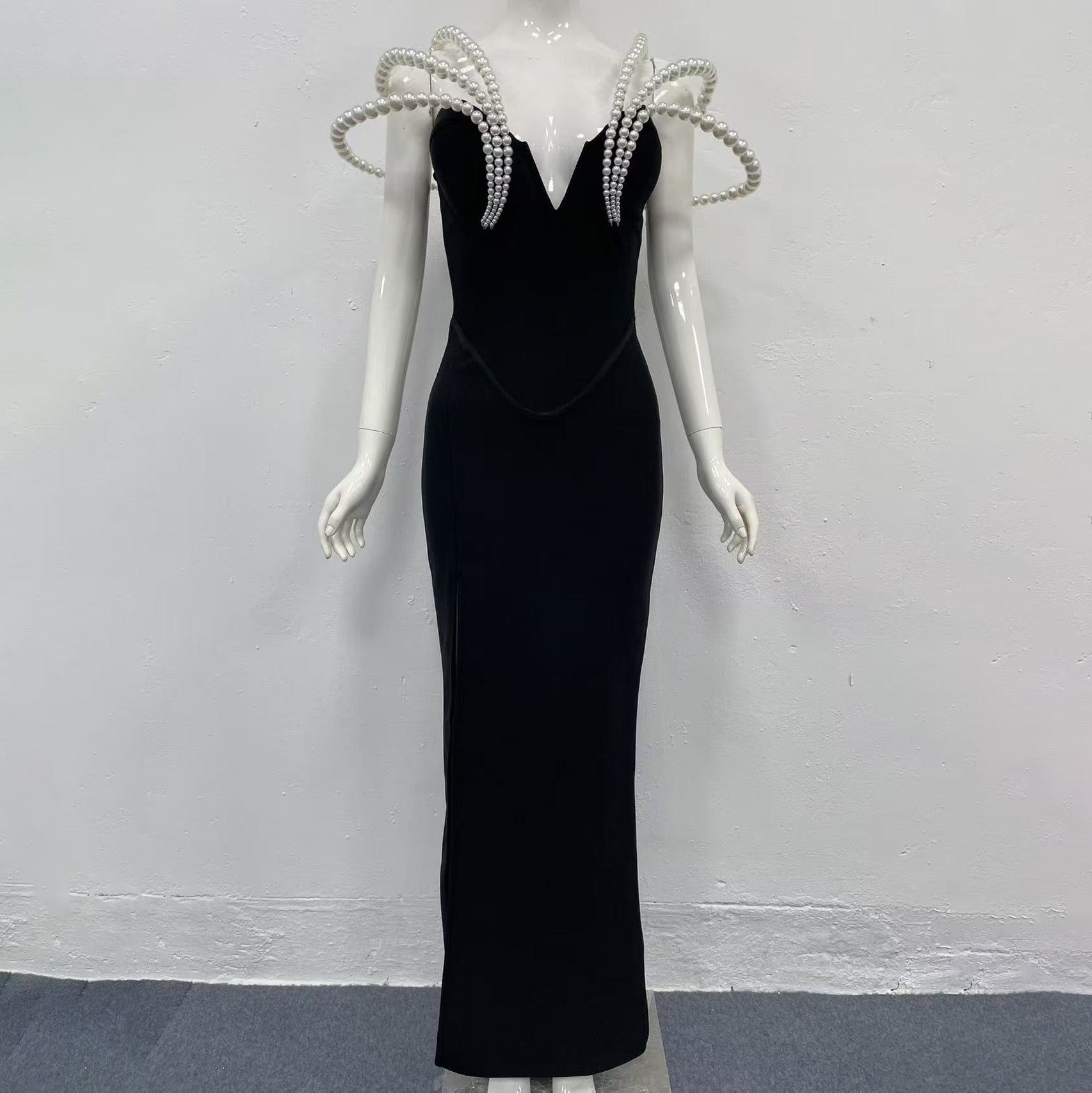 Sexy Off Shoulder Pearl Maxi Long Bandage Bodycon Dress Elegant