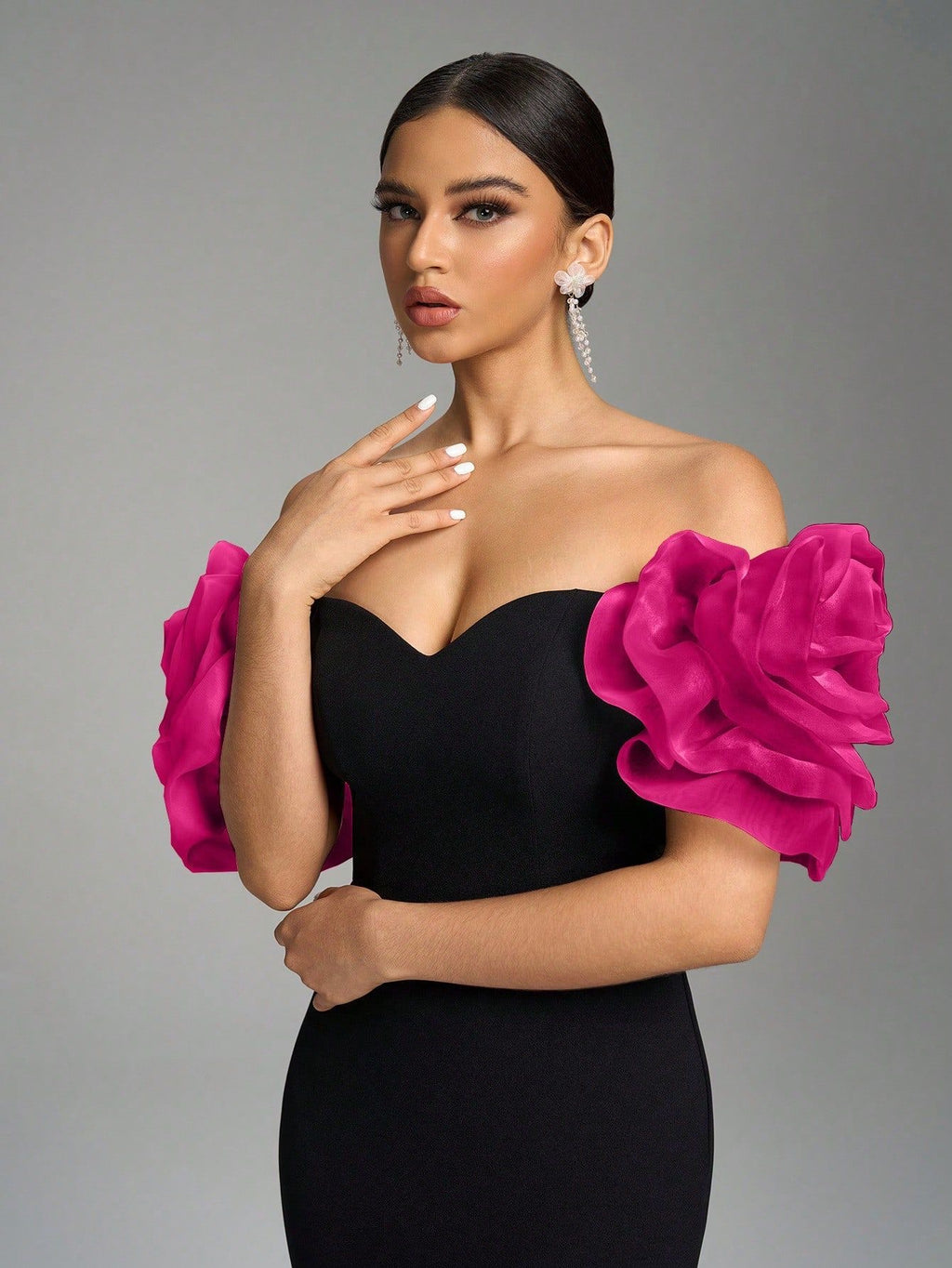 Sexy Strapless Puff Sleeve Bodycon