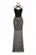 Sexy Glitter Rhinestone Off Shoulder Chain Dress Party
