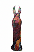 The Zaria Kaleidoscope Rainbow Rhinestone Gown
