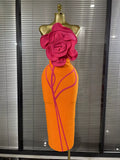 Jacquard Weave Floral Bandage Dress