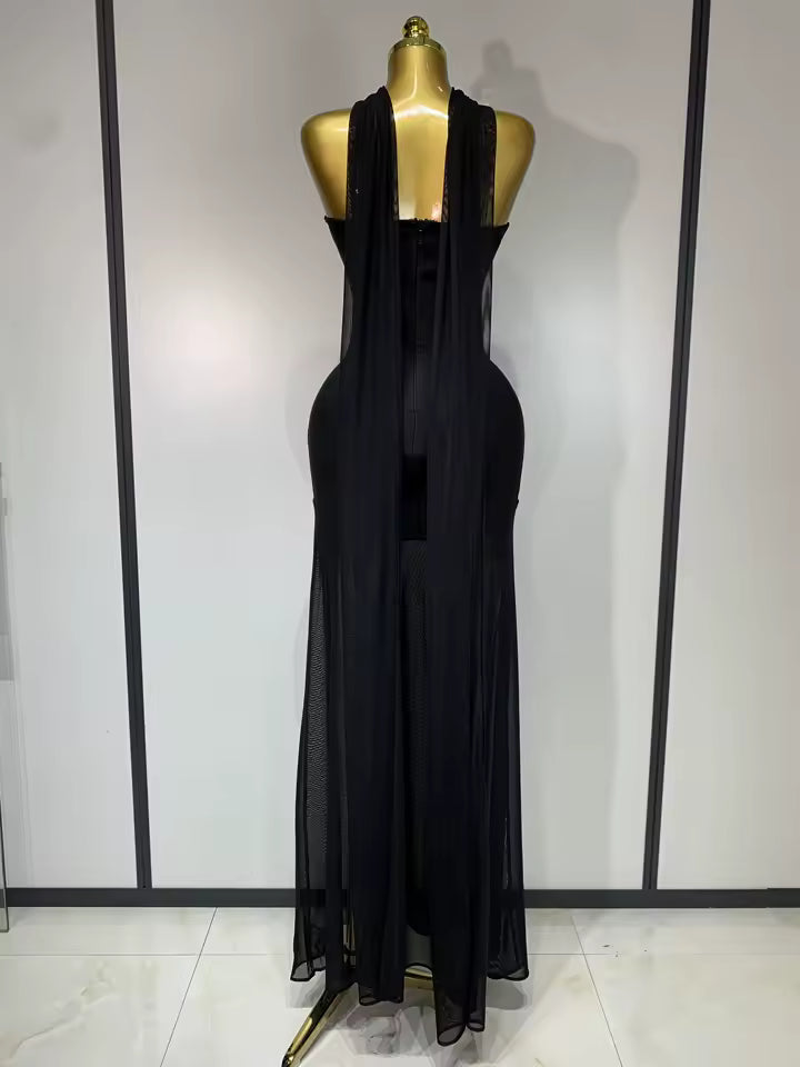 Luxury lace Strapless Maxi Bandage Dress