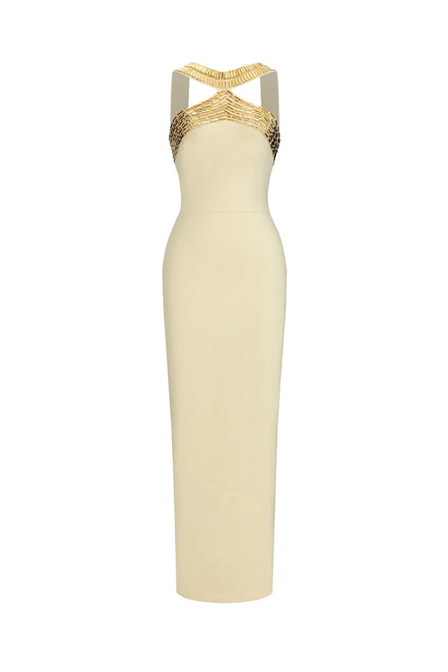 Backless Halter Bandage Vacation Dress