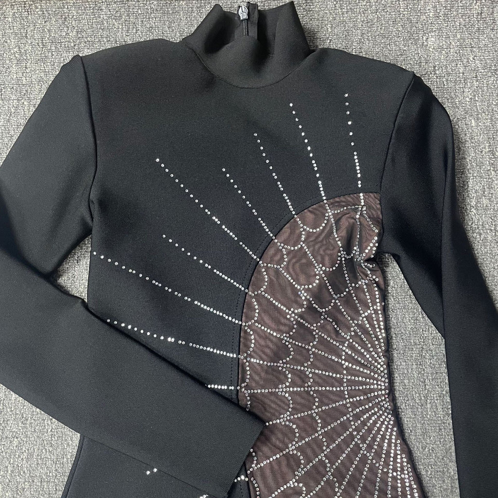 Beading Long Sleeve O - Neck Full LengthBandage Prom Gown - Bandage city