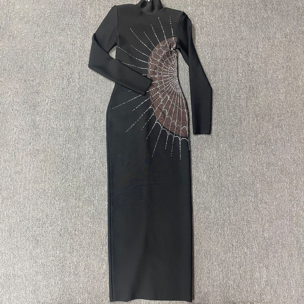 Beading Long Sleeve O - Neck Full LengthBandage Prom Gown - Bandage city