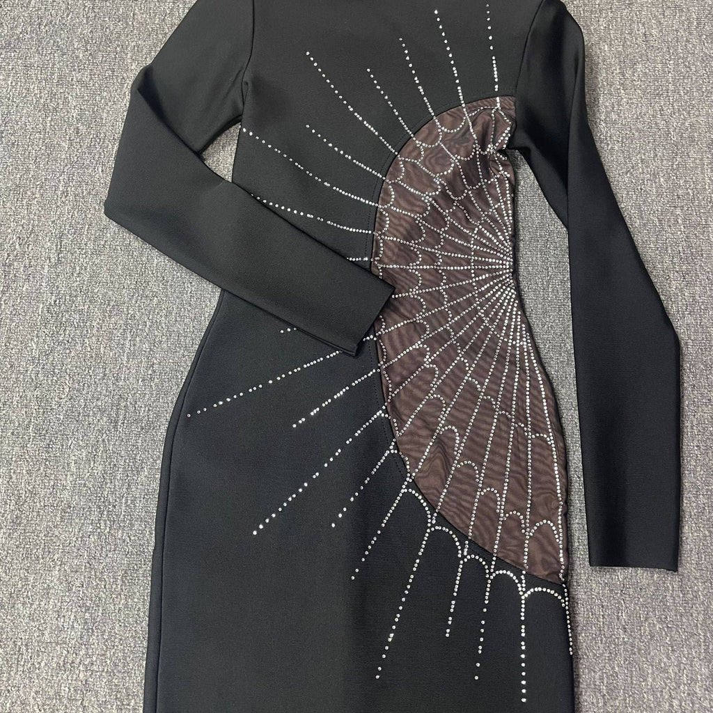Beading Long Sleeve O - Neck Full LengthBandage Prom Gown - Bandage city