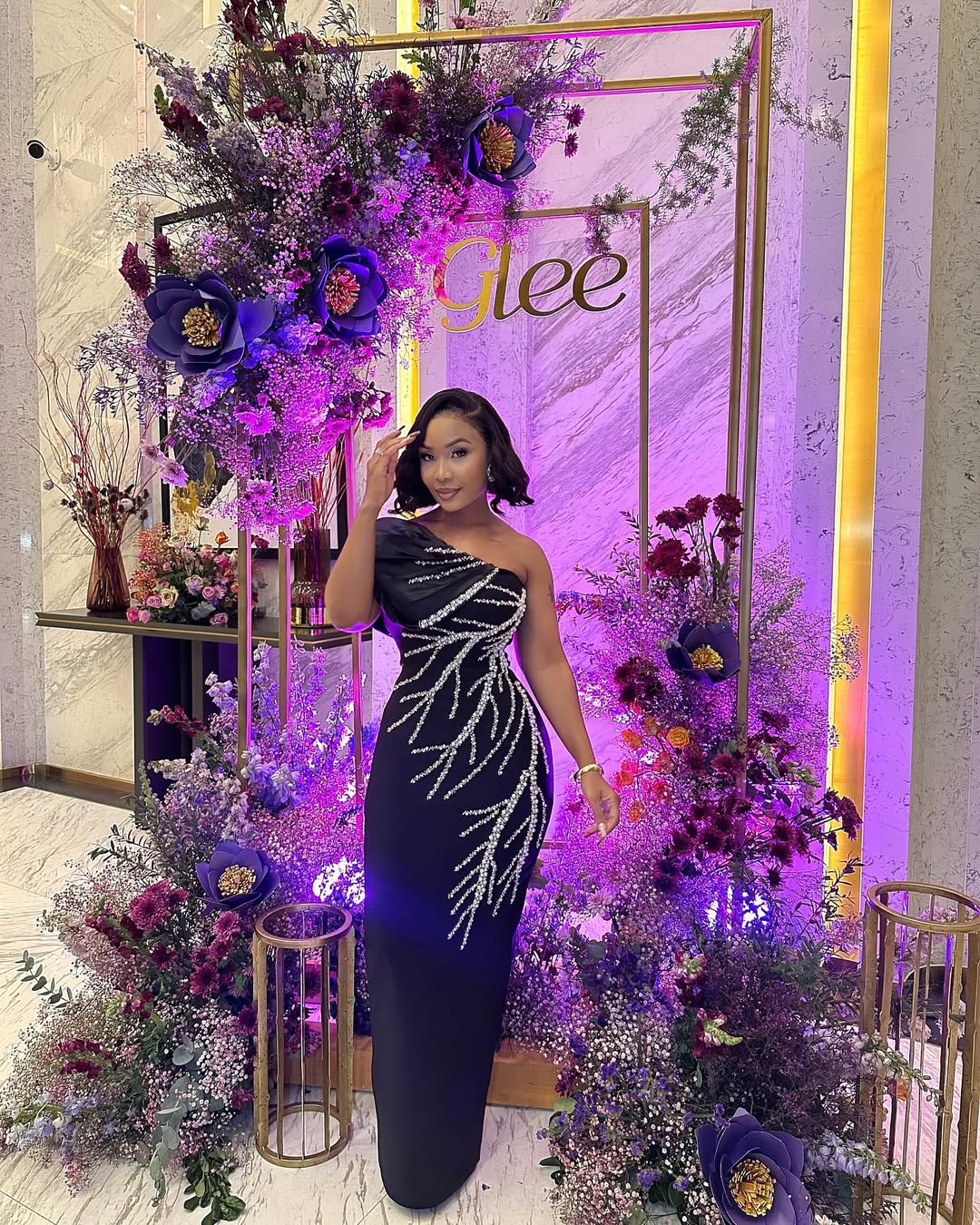 Beading Rhinestones Bodycon One Shoulder Long Bandage Gown for Birthday - Bandage city