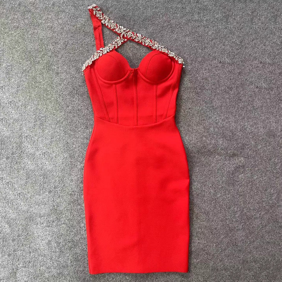 Diamond Bandage Bodycon Dress With Crystal Stone Party Dress - Bandage city