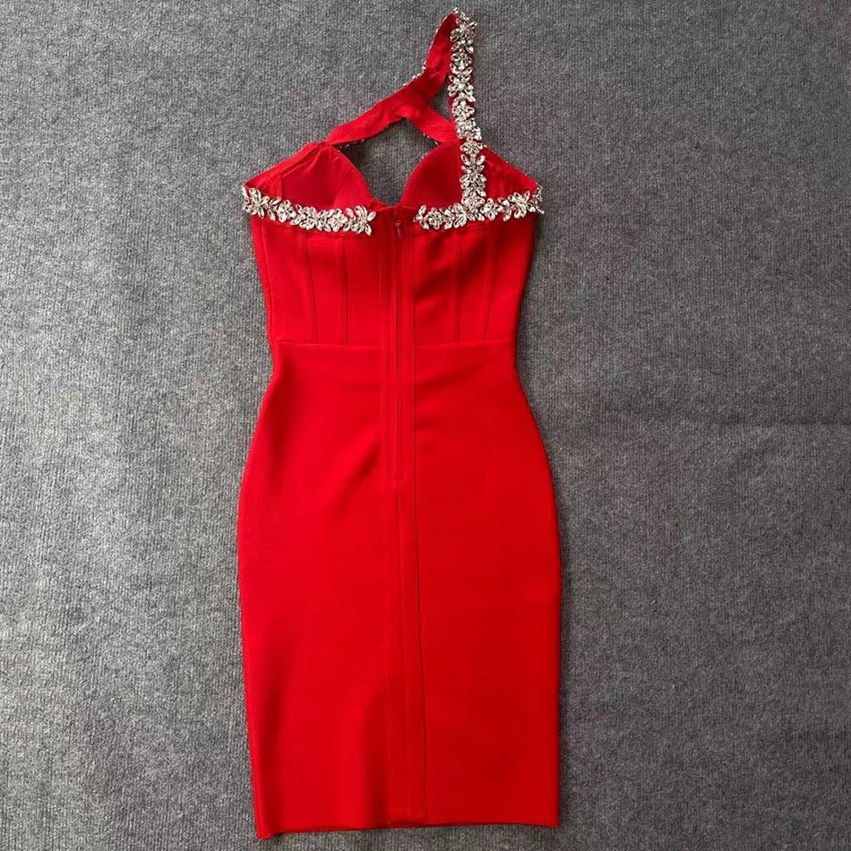 Diamond Bandage Bodycon Dress With Crystal Stone Party Dress - Bandage city