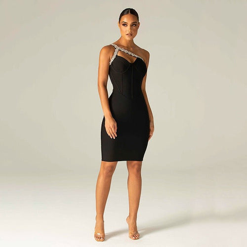 Diamond Bandage Bodycon Dress With Crystal Stone Party Dress - Bandage city