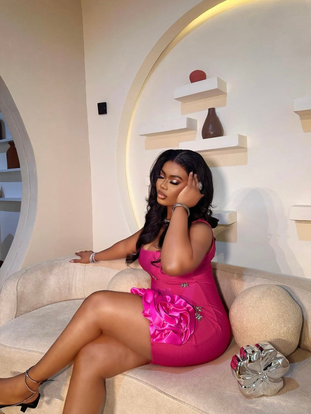 Diamond floral embellished sexy mini bandage dress, elegant club birthday party - Bandage city