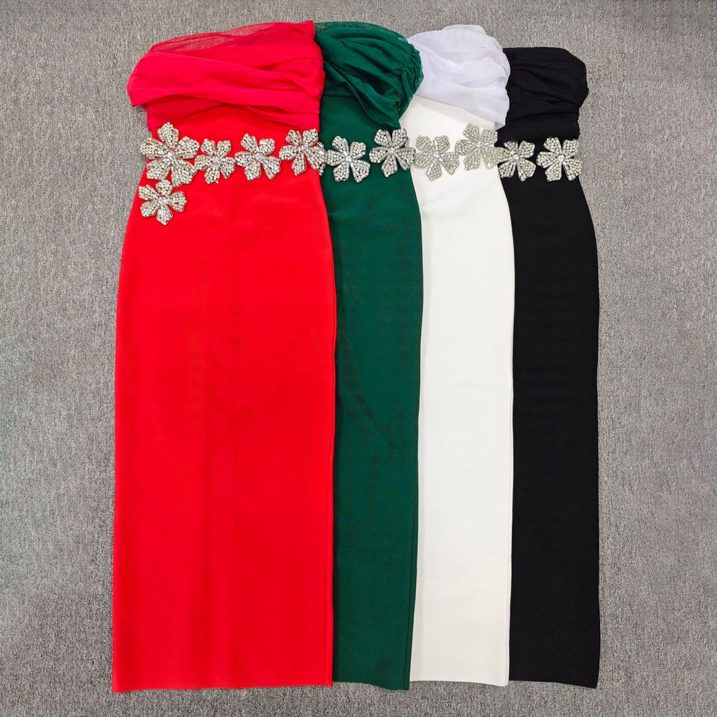 Diamonds Sexy Off The Shoulder Long Bandage Dress Birthday Party Wedding Gown Celebrity Outfit - Bandage city