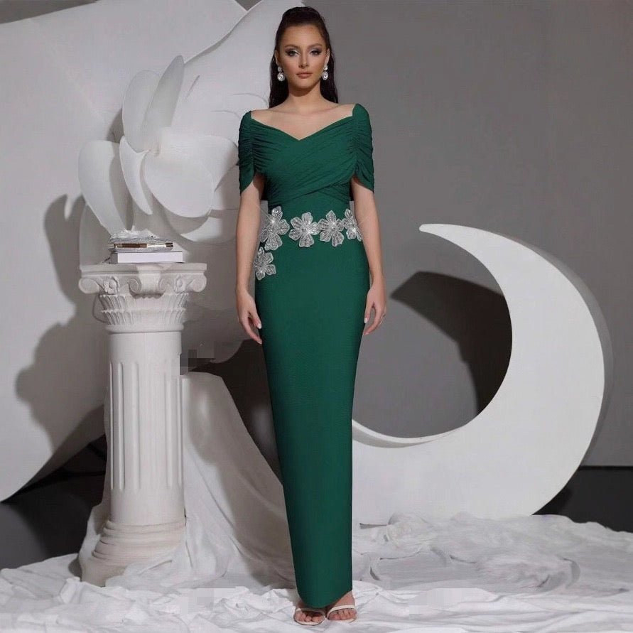 Diamonds Sexy Off The Shoulder Long Bandage Dress Birthday Party Wedding Gown Celebrity Outfit - Bandage city