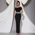Diamonds Sexy Off The Shoulder Long Bandage Dress Birthday Party Wedding Gown Celebrity Outfit - Bandage city
