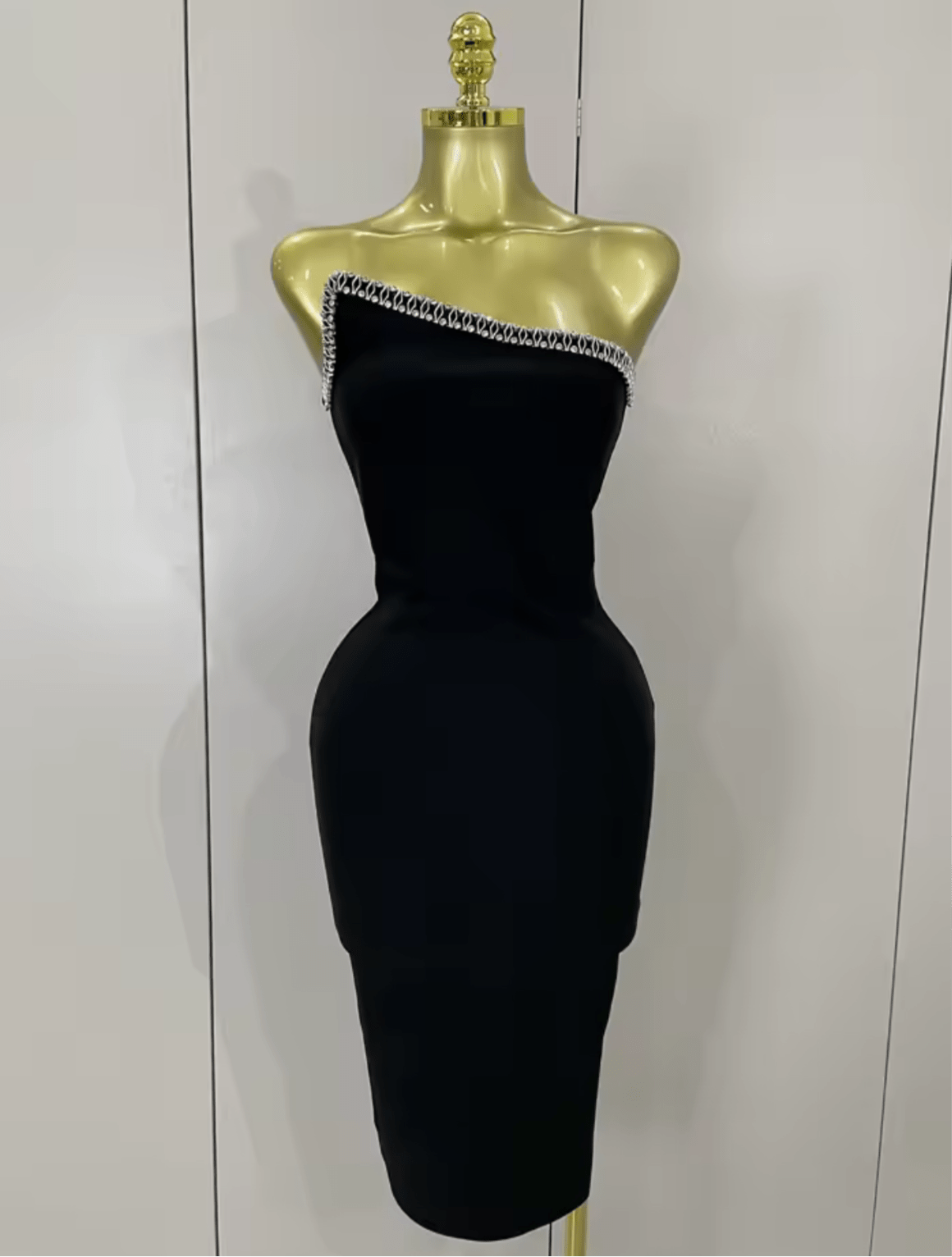 Elegant Sexy One Shoulder Beading Diamond Bodycon Bandage Dress High Quality Birthday Dresses - Bandage city
