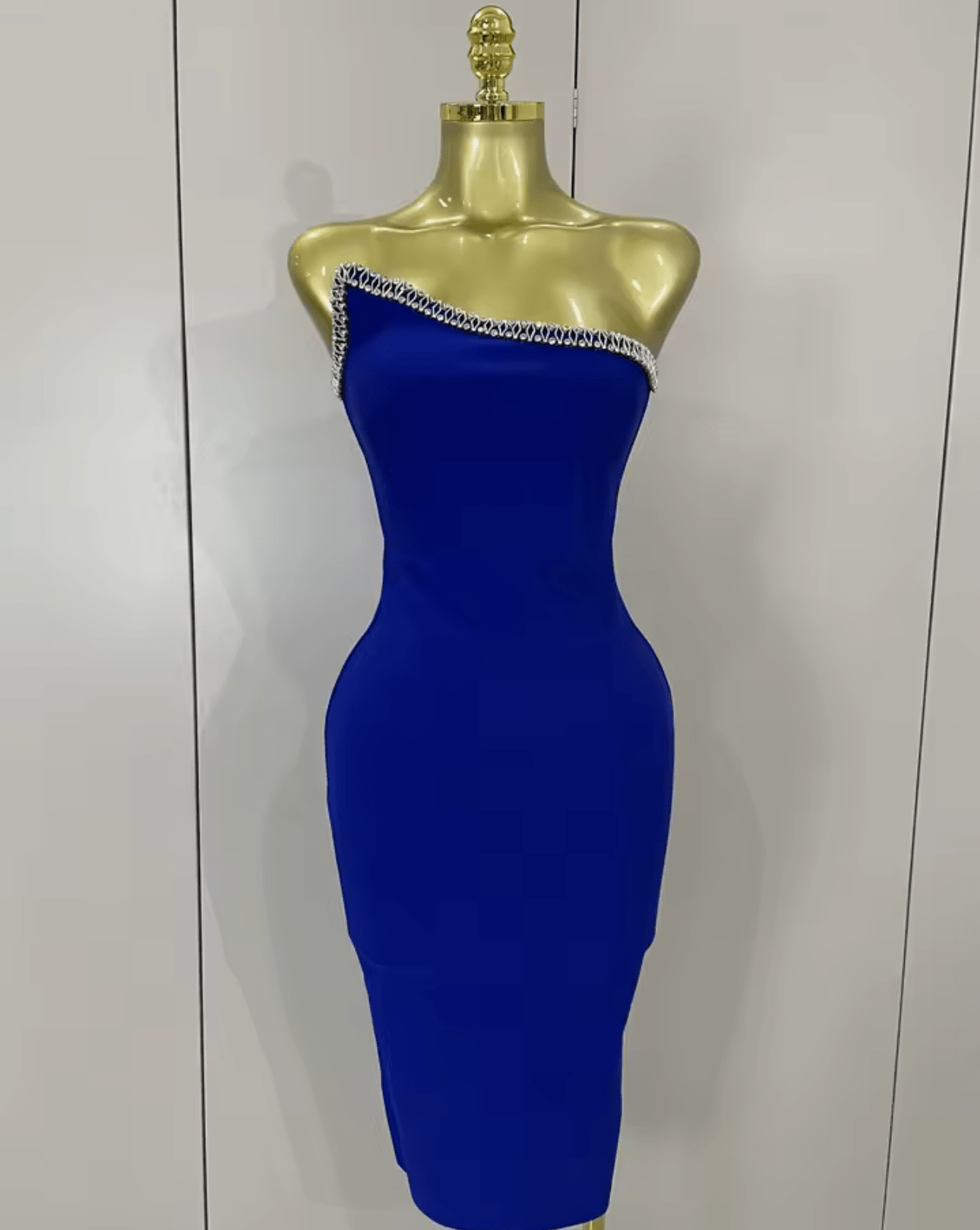 Elegant Sexy One Shoulder Beading Diamond Bodycon Bandage Dress High Quality Birthday Dresses - Bandage city