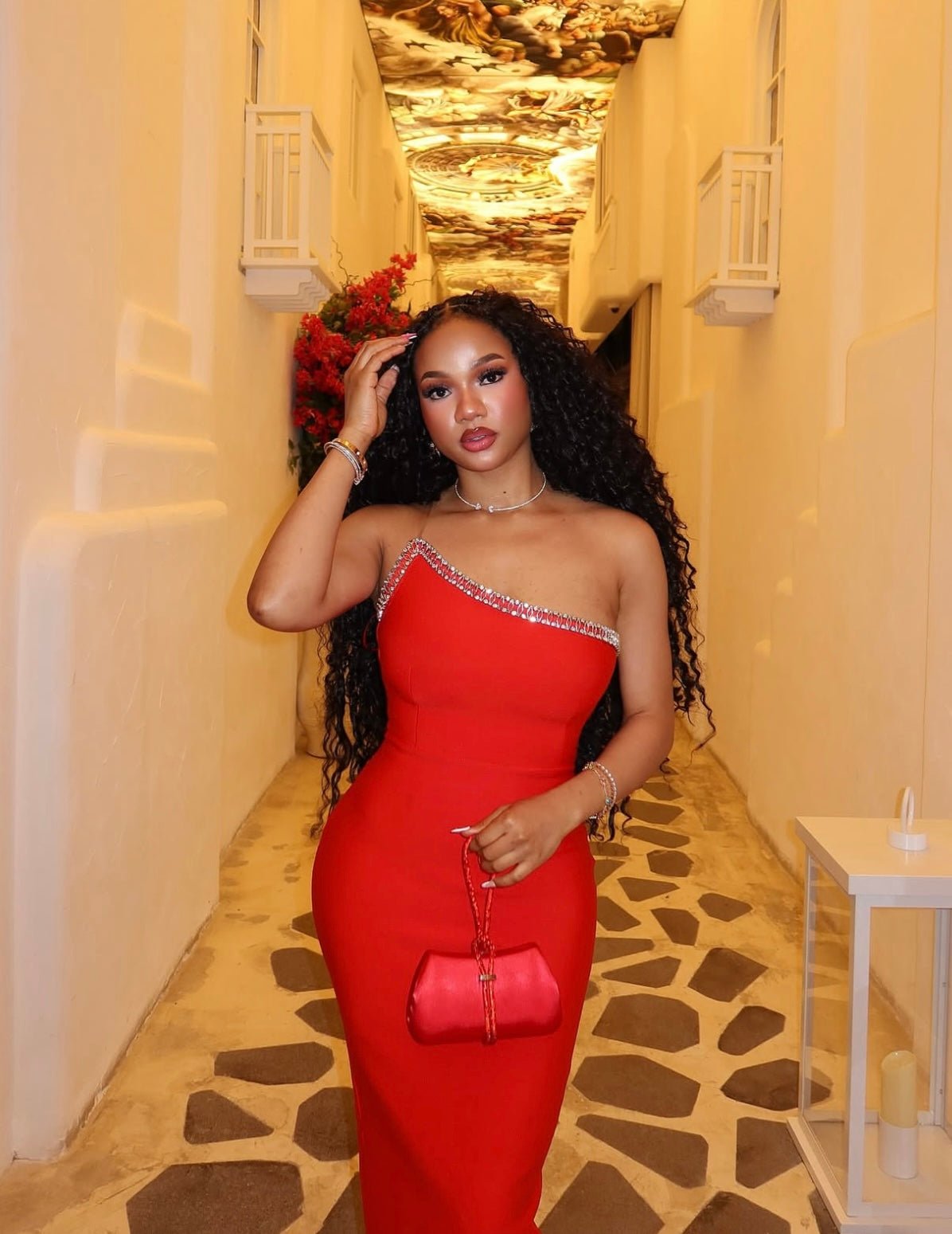 Elegant Sexy One Shoulder Beading Diamond Bodycon Bandage Dress High Quality Birthday Dresses - Bandage city