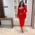 Elegant Wrap Chest with Shoulder Pad Slimming Long Dress - Bandage city