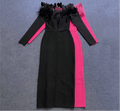 Feather Bandage Dress Long Sleeve Bodycon Elegant Dress - Bandage city