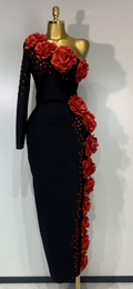 Luxury Bandage Dress Single Long Sleeve Red Appliques Crystal Maxi Long Birthday - Bandage city