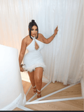 Mini Sexy Sleeveless Open Back Feather Bandage Dress - Bandage city