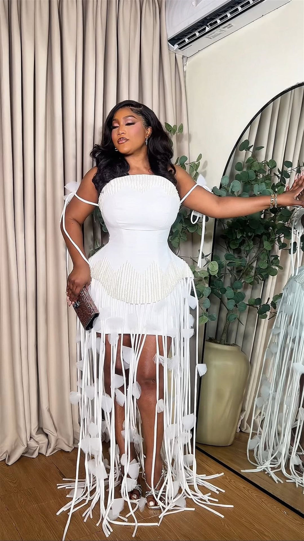 Pearls Bodycon Saudi Arabric Bespoke Cocktail Prom Party Gown - Bandage city
