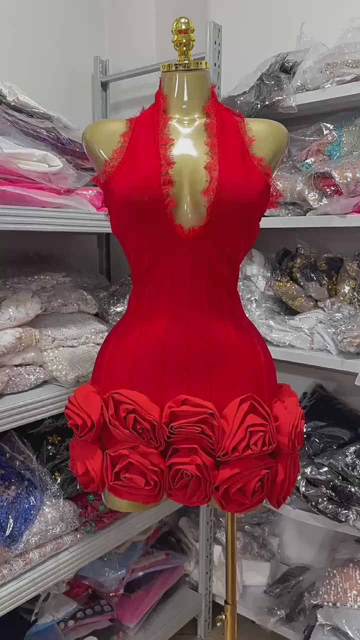 Sexy Halterneck Slim Floral