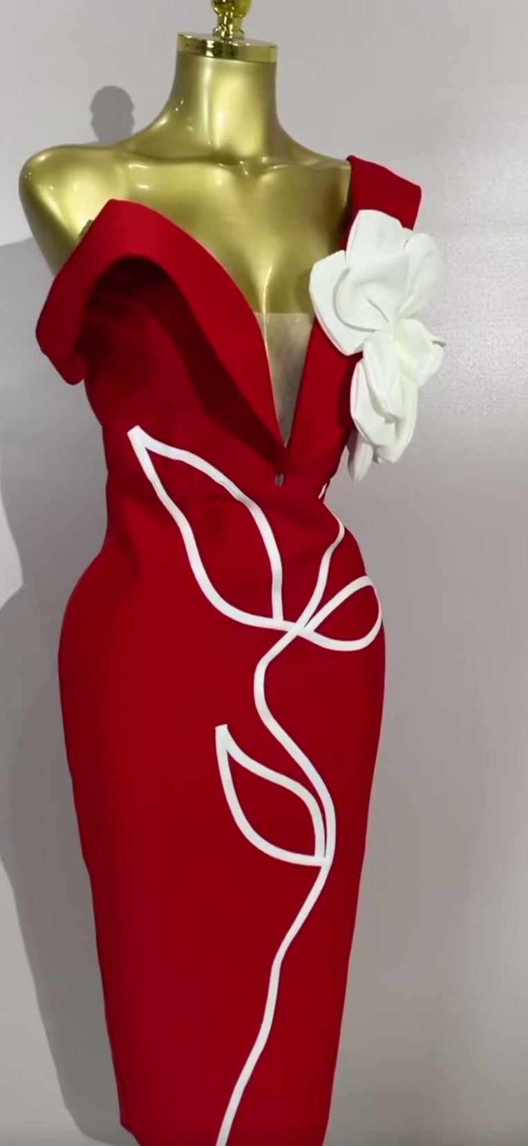 Sexy Off Shoulder White Flower Bodycon Bandage Long Dress