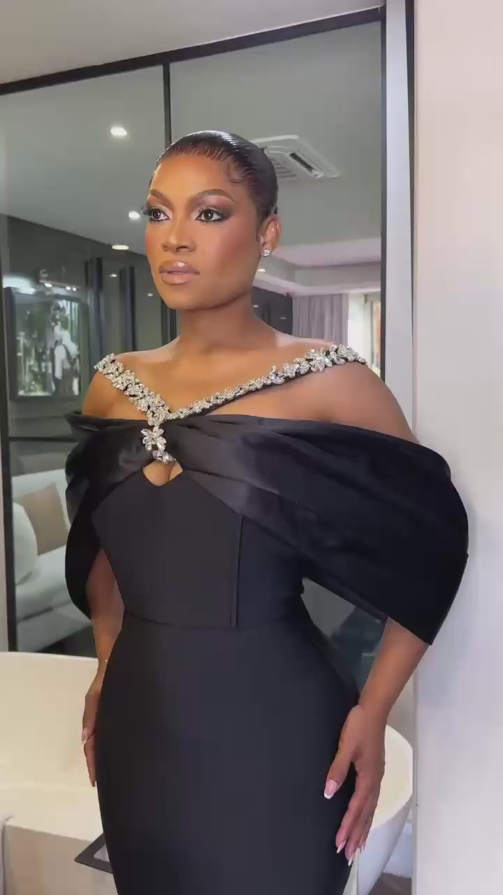 Off Shoulder Puff Sleeve Bodycon Long Bandage Dress Birthday or Red Carpet Celebrate