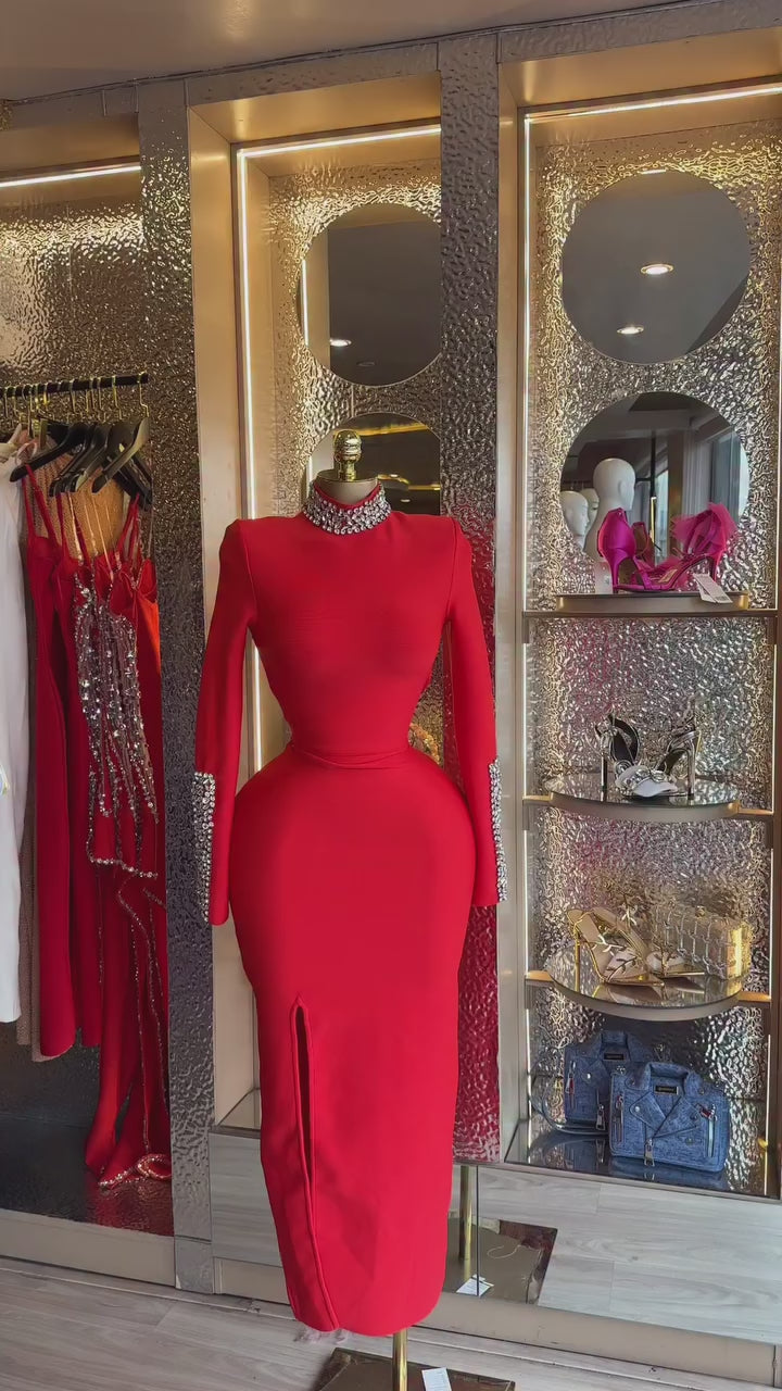 Minimalist Square Neck Bandage Dress