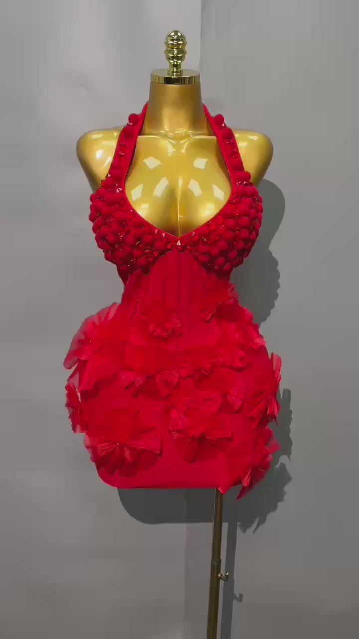 Aries Red Flame Sculpting Birthday Gown