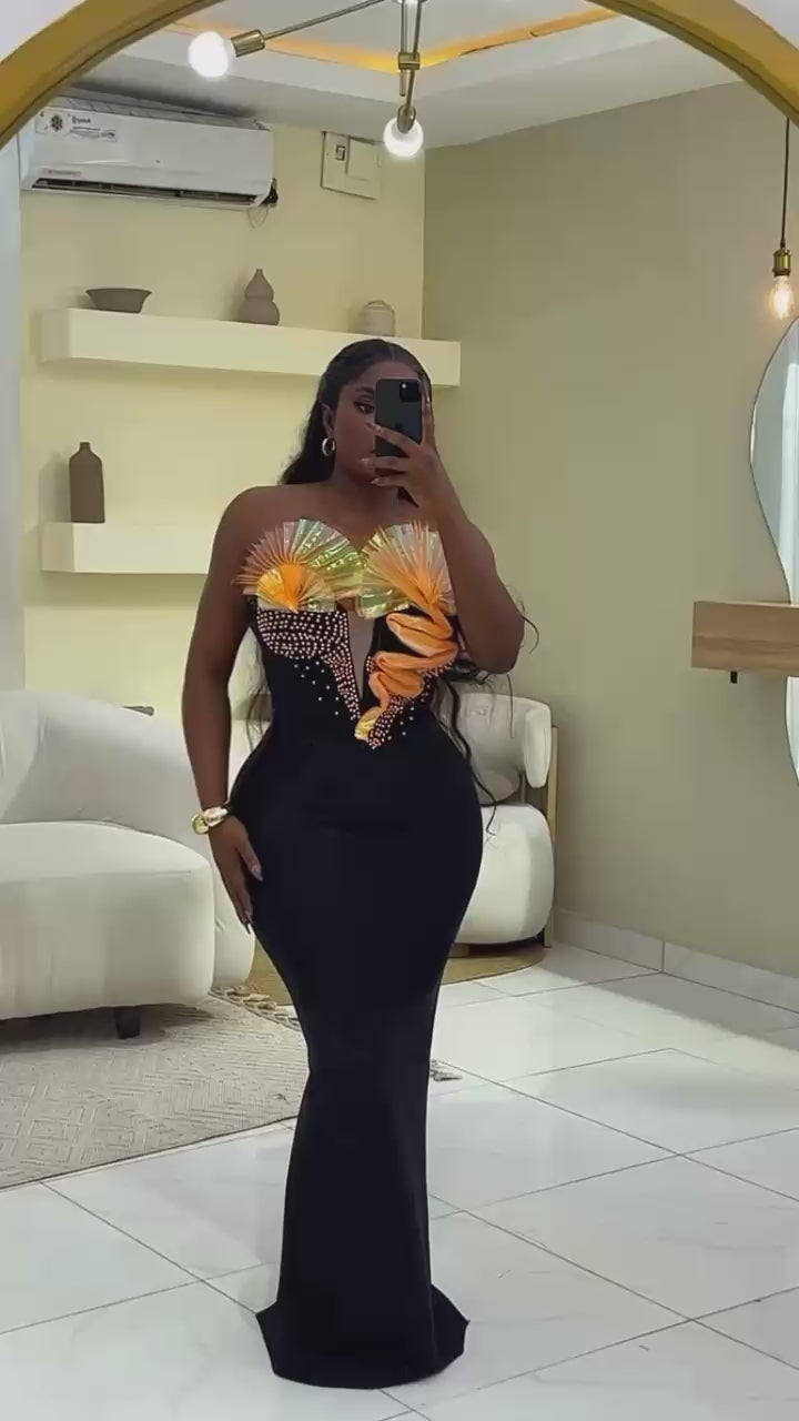 Strapless Beading Mesh Bandage Dress Off The Shoulder Patchwork