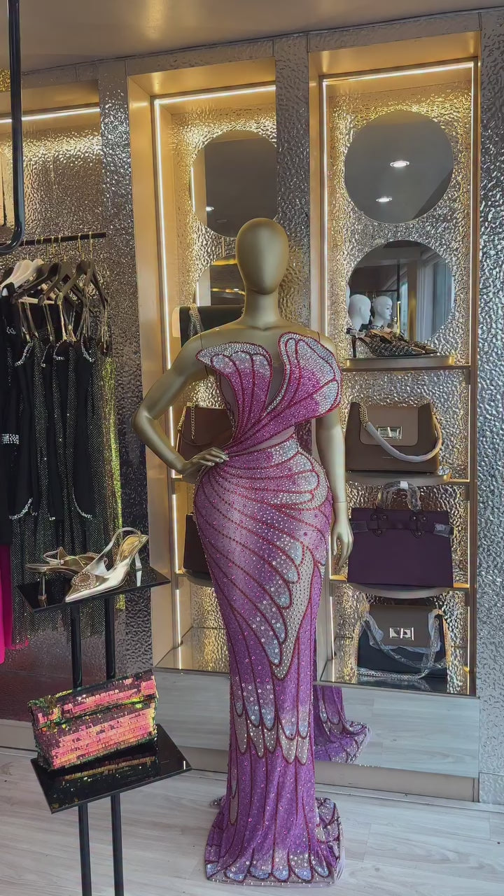 Crystal-Fringed Textured Bodycon