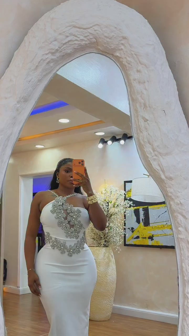 High-Glitz Rhinestone Strap Bandage Dress