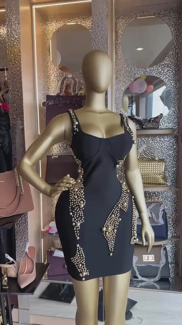 Sexy Strap Slim Fit Rhinestone Short Gown