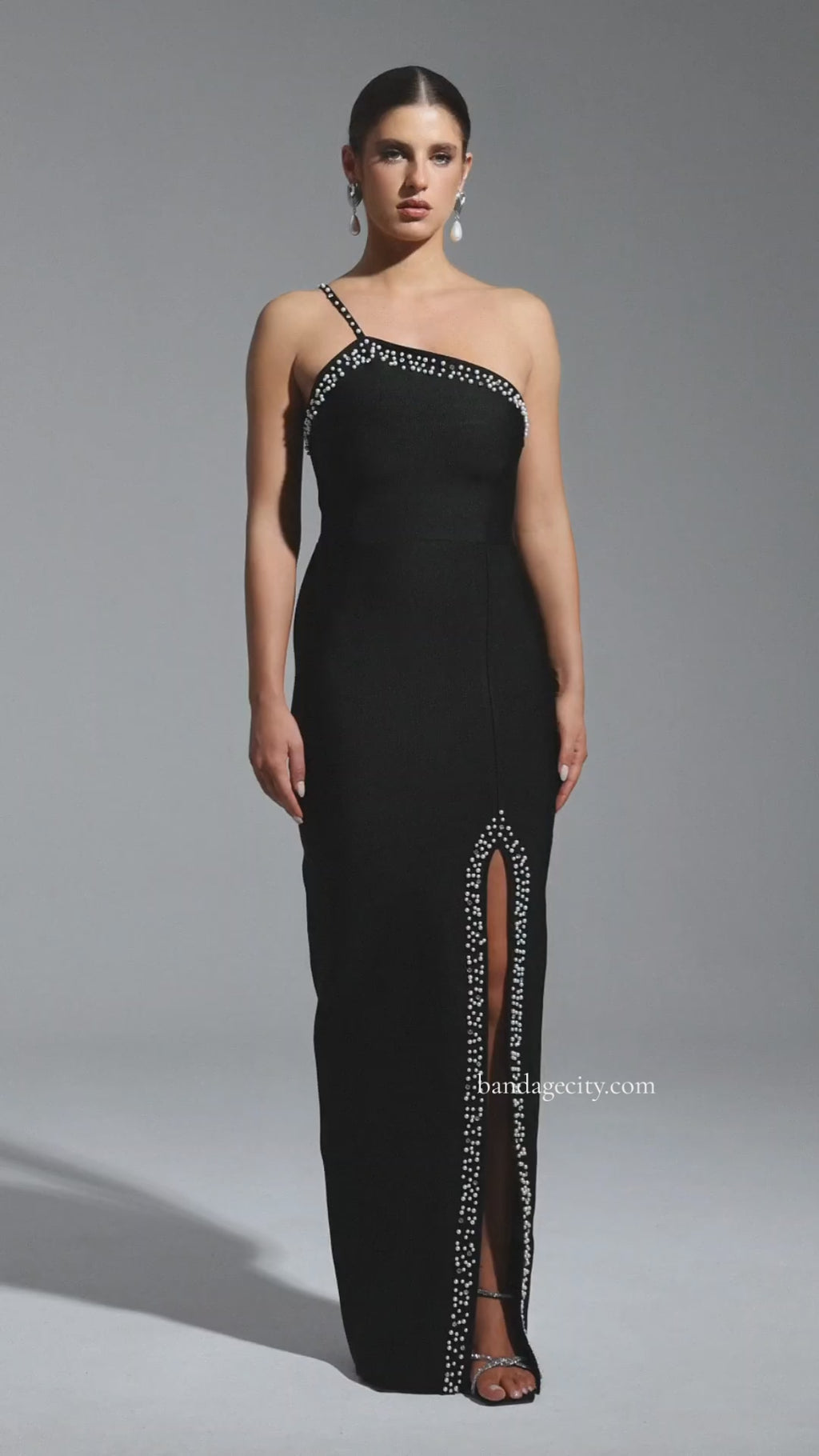 Sexy Spaghetti Strap Beaded Rhinestone Elegant Socialite Style