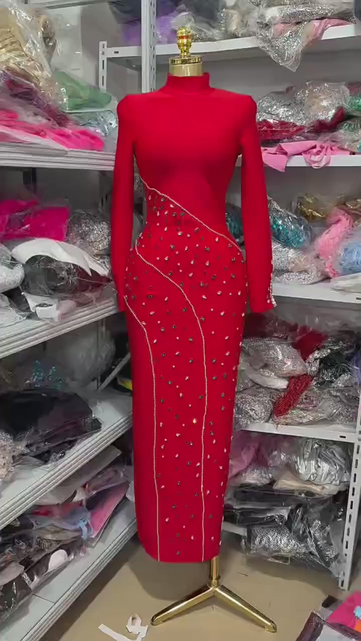 Classy Luxury Diamond-Encrusted Elegant Bandage Dress