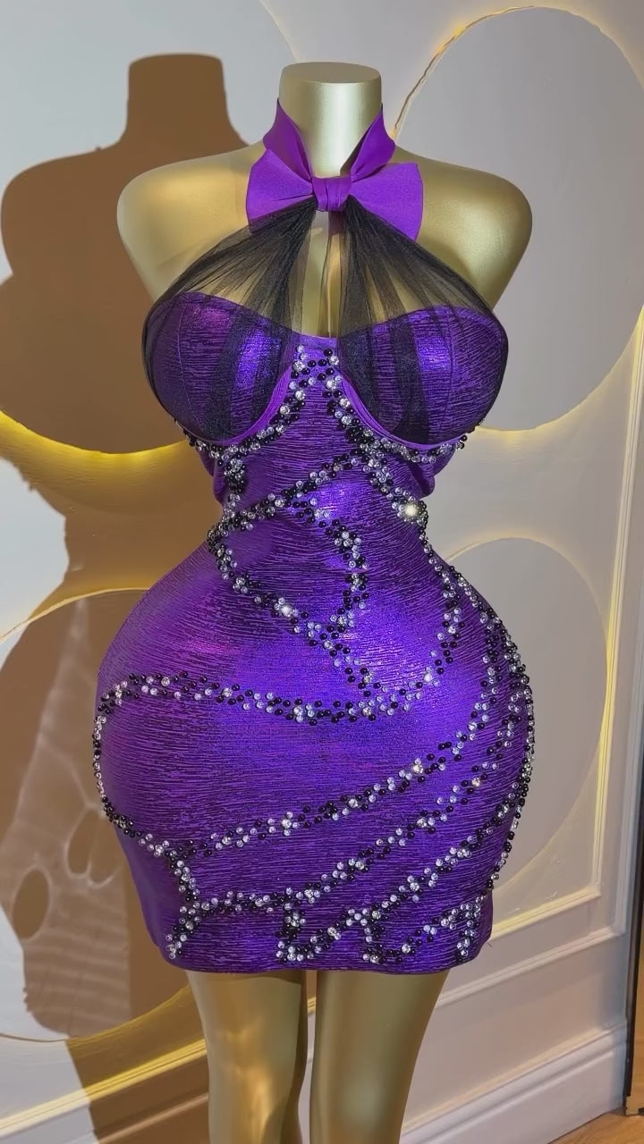 The Royal Amethyst High-Neck Crystal Gown