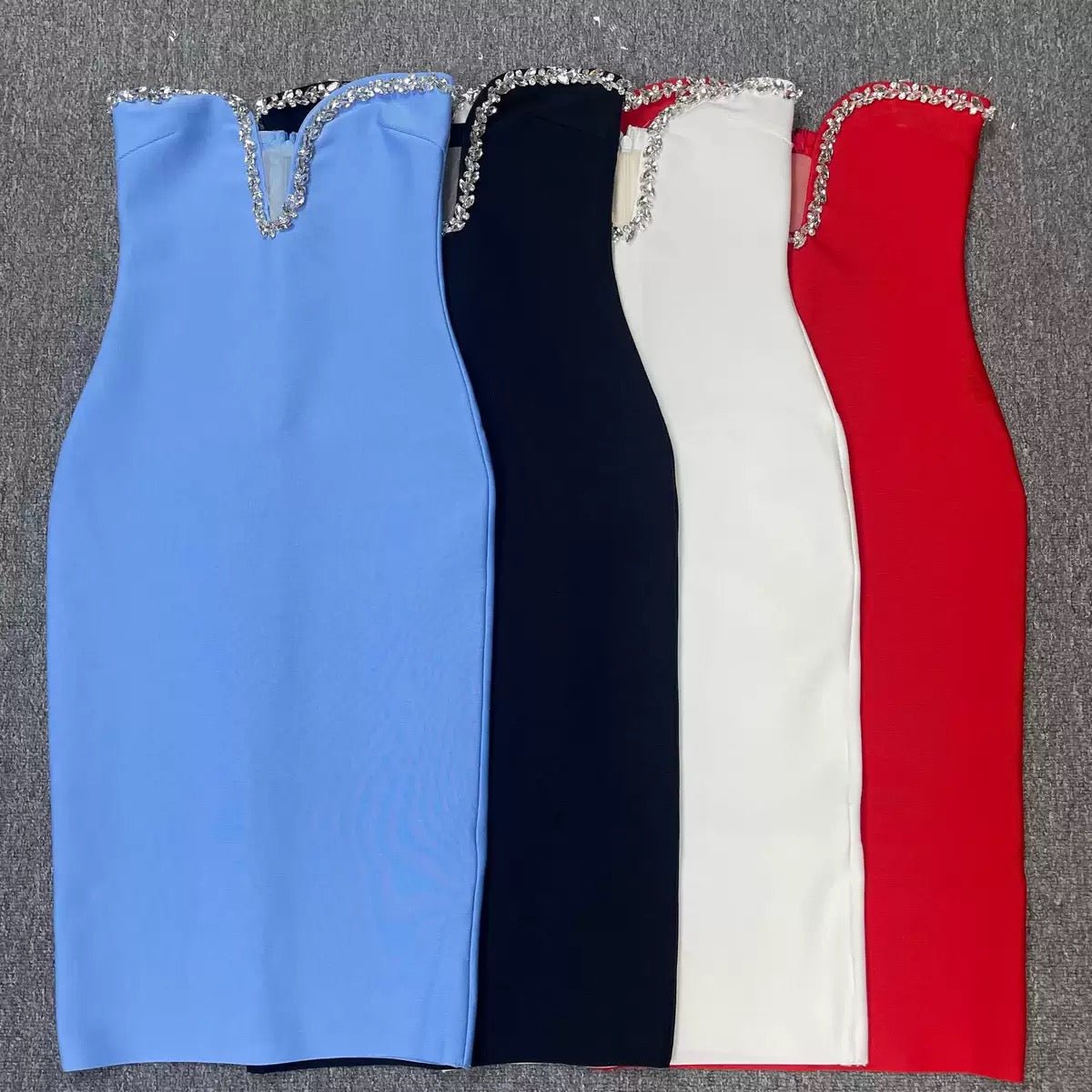 Rhinestones Deep V Bodycon Bandage Dress For Party - Bandage city